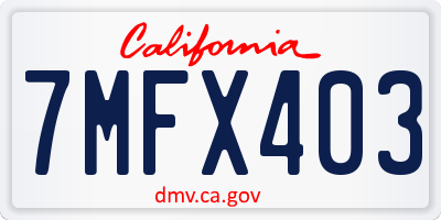 CA license plate 7MFX403