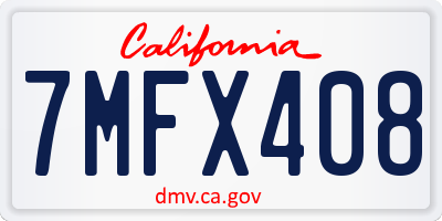 CA license plate 7MFX408