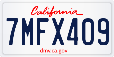 CA license plate 7MFX409