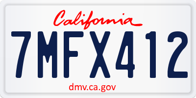 CA license plate 7MFX412