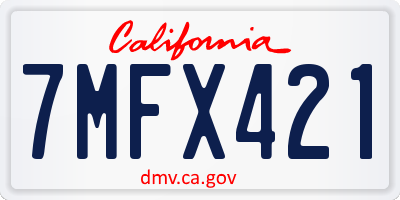 CA license plate 7MFX421
