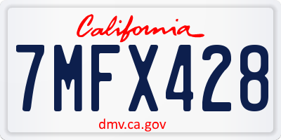 CA license plate 7MFX428
