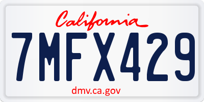 CA license plate 7MFX429