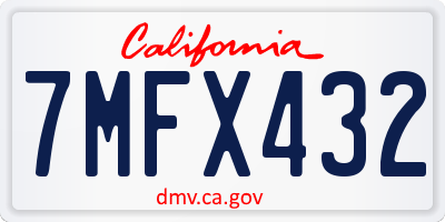 CA license plate 7MFX432