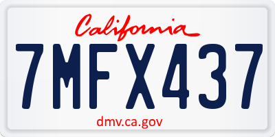 CA license plate 7MFX437