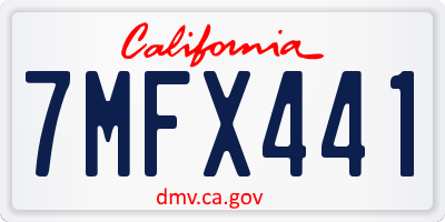 CA license plate 7MFX441