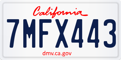 CA license plate 7MFX443