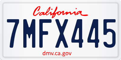 CA license plate 7MFX445