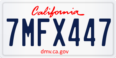 CA license plate 7MFX447