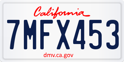 CA license plate 7MFX453