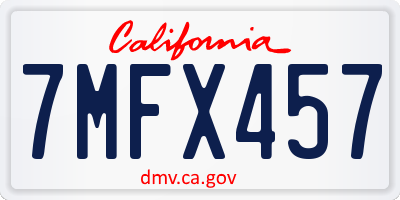 CA license plate 7MFX457