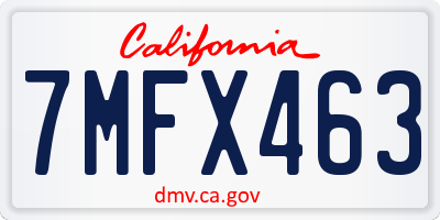 CA license plate 7MFX463