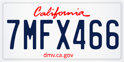 CA license plate 7MFX466