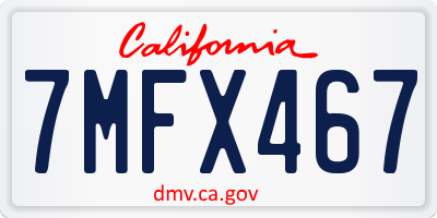 CA license plate 7MFX467