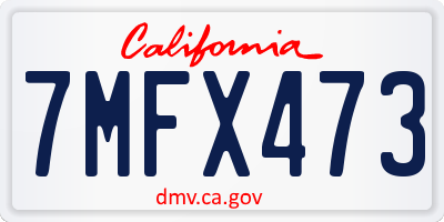 CA license plate 7MFX473