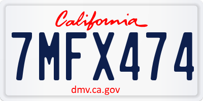 CA license plate 7MFX474