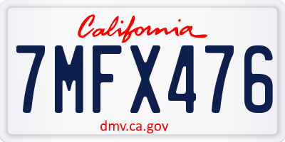 CA license plate 7MFX476