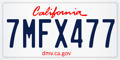 CA license plate 7MFX477