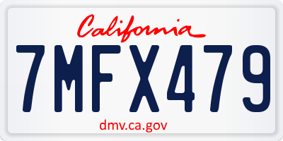 CA license plate 7MFX479