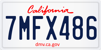 CA license plate 7MFX486