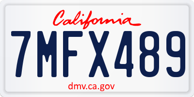 CA license plate 7MFX489