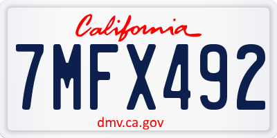 CA license plate 7MFX492