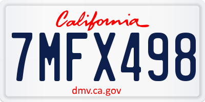 CA license plate 7MFX498