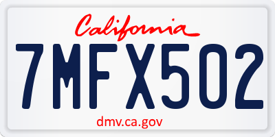 CA license plate 7MFX502