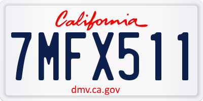 CA license plate 7MFX511