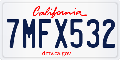 CA license plate 7MFX532