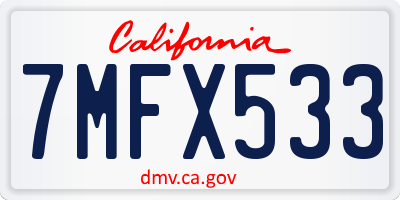 CA license plate 7MFX533