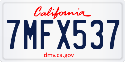 CA license plate 7MFX537