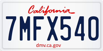 CA license plate 7MFX540