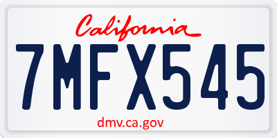 CA license plate 7MFX545