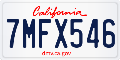 CA license plate 7MFX546