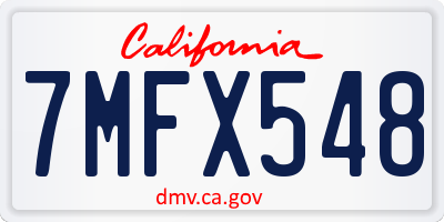 CA license plate 7MFX548