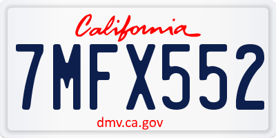 CA license plate 7MFX552