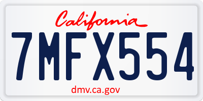 CA license plate 7MFX554