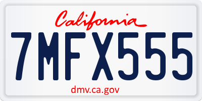 CA license plate 7MFX555