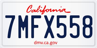 CA license plate 7MFX558