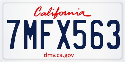 CA license plate 7MFX563