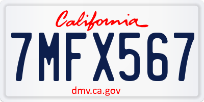 CA license plate 7MFX567