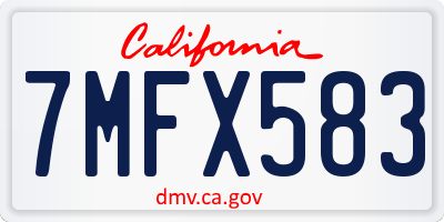 CA license plate 7MFX583