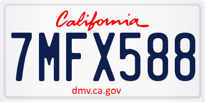 CA license plate 7MFX588