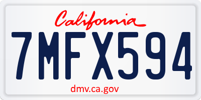 CA license plate 7MFX594