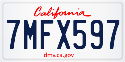 CA license plate 7MFX597