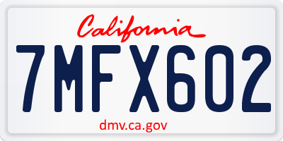 CA license plate 7MFX602