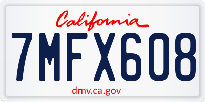 CA license plate 7MFX608