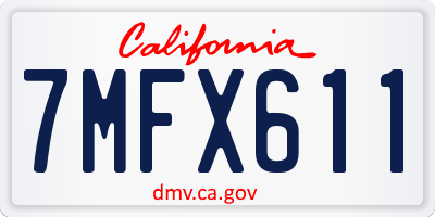 CA license plate 7MFX611