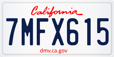 CA license plate 7MFX615
